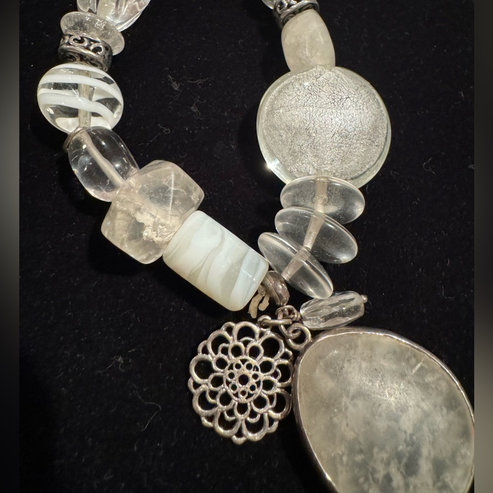 Silpada crystal glass & sterling silver stretch bracelet